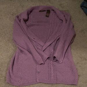 purple cardigan